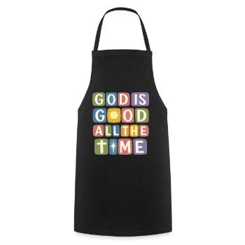God Is Good At All Times Retro Faith - Cooking Apron - black - Front - AI Model Male 185 dark (185cm)