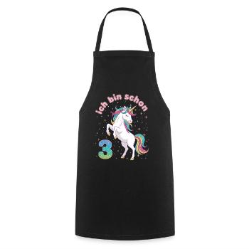 3rd Birthday Unicorn Girl I'm already 3 - Cooking Apron - black - Front - AI Model Male 185 dark (185cm)