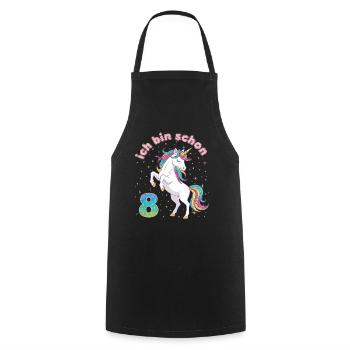 8th Birthday Unicorn Girl I'm already 8 - Cooking Apron - black - Front - AI Model Male 185 dark (185cm)