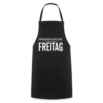 Berufliches Ziel: Freitag - Bürohumor - Kochschürze - Schwarz - Vorne - AI Model Male 185 dark (185cm)
