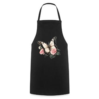 Schmetterling Vintage - Kochschürze - Schwarz - Vorne - AI Model Male 185 dark (185cm)