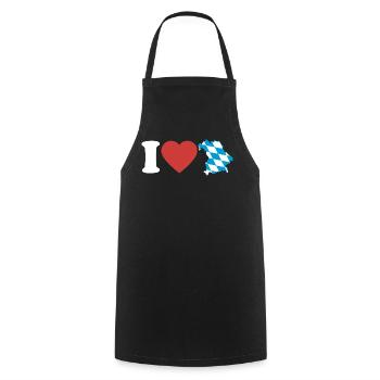 J’aime la Bavière | Cœur avec carte bleu-blanc - Tablier de cuisine - noir - Devant - AI Model Male 185 dark (185cm)