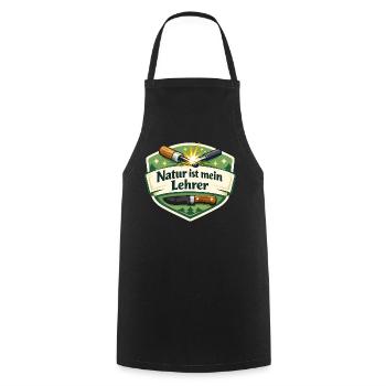 Natur ist mein Lehrer – Waldbadge - Kochschürze - Schwarz - Vorne - AI Model Male 185 dark (185cm)