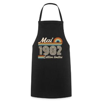 Mai 1982 - Tablier de cuisine - noir - Devant - AI Model Male 185 dark (185cm)