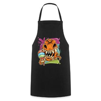 Aimer le dessin animé T-Rex - Tablier de cuisine - noir - Devant - AI Model Male 185 dark (185cm)