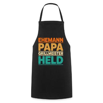Ehemann Papa Grillmeister Held - Kochschürze - Schwarz - Vorne - AI Model Male 185 dark (185cm)