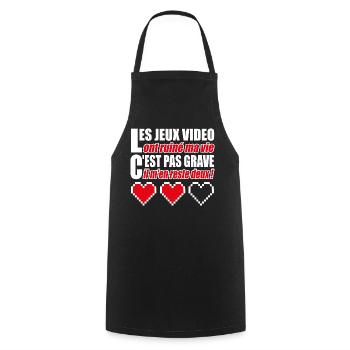 Les jeux vidéo ont ruiné ma vie humour gamer - Tablier de cuisine - noir - Devant - AI Model Male 185 dark (185cm)