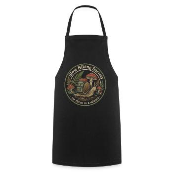 Slow Hiking Society: Hiking at my own pace - Cooking Apron - black - Front - AI Model Male 185 dark (185cm)