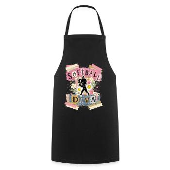 Diva du softball de texte de collage fille - Tablier de cuisine - noir - Devant - AI Model Male 185 dark (185cm)