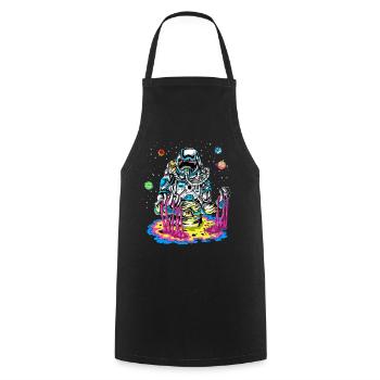 Trippy Astronaut Melting Rainbow Space Slime Art - Cooking Apron - black - Front - AI Model Male 185 dark (185cm)