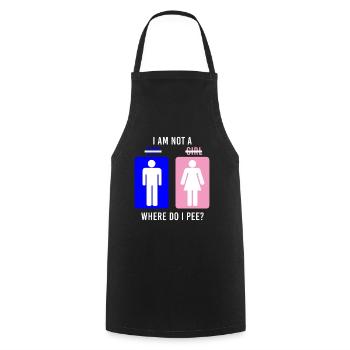 Non-Binary Where Do I Pee Gender Identity Graphic - Cooking Apron - black - Front - AI Model Male 185 dark (185cm)