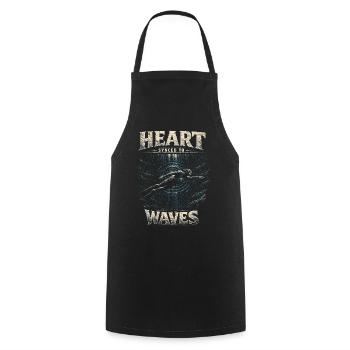 Freediving Freediving Heart Synced To Waves - Cooking Apron - black - Front - AI Model Male 185 dark (185cm)