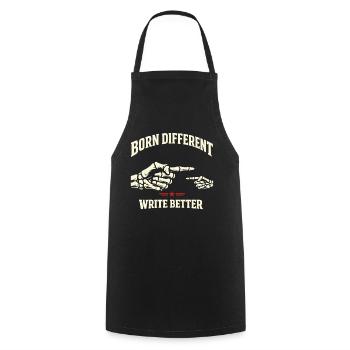 Né différent - Tablier de cuisine - noir - Devant - AI Model Male 185 dark (185cm)