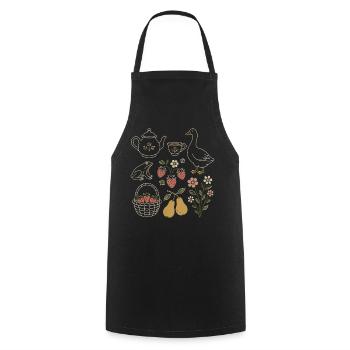 Douceur Champêtre: Nature and Vintage Tea - Cooking Apron - black - Front - AI Model Male 185 dark (185cm)