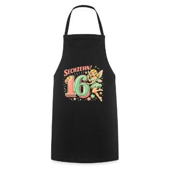 Retro Elfe 16 – Vintage Werbeprint in Pastell - Kochschürze - Schwarz - Vorne - AI Model Male 185 dark (185cm)