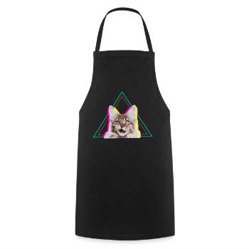 Neon Retro Cat Geometric Triangle Art - Cooking Apron - black - Front - AI Model Male 185 dark (185cm)