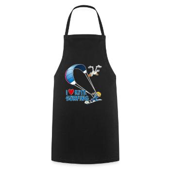Ich liebe Kitesurfen – lustige, cartoonartige Zeichnungen - Kochschürze - Schwarz - Vorne - AI Model Male 185 dark (185cm)