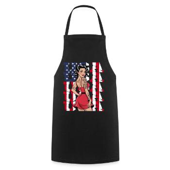 USA Retro Pin-Up Tattoo Style - Cooking Apron - black - Front - AI Model Male 185 dark (185cm)