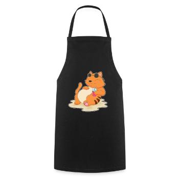 Cat Beach Drink Summer - Cooking Apron - black - Front - AI Model Male 185 dark (185cm)