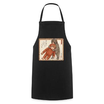 Ukiyo-e Baby Monkey Punch - Kochschürze - Schwarz - Vorne - AI Model Male 185 dark (185cm)