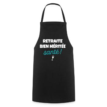 Cadeau Départ Retraite Humour Phrase Drôle Santé - Tablier de cuisine - noir - Devant - AI Model Male 185 dark (185cm)