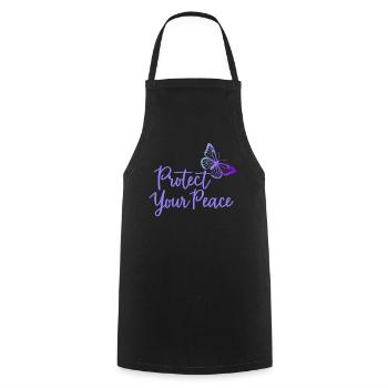 Protégez votre paix papillon paix intérieure - Tablier de cuisine - noir - Devant - AI Model Male 185 dark (185cm)