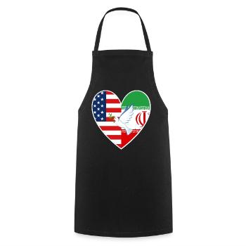 USA Iran Colombe de l’amour de la paix - Tablier de cuisine - noir - Devant - AI Model Male 185 dark (185cm)