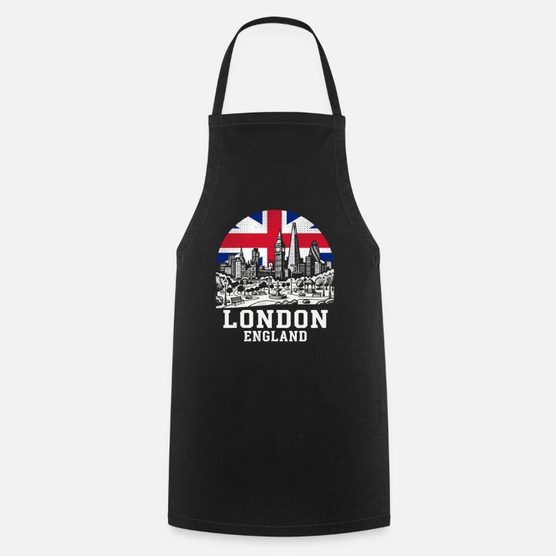 Union Jack de la Skyline de Londres - Tablier de cuisine - noir