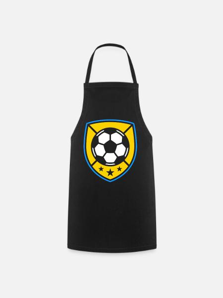 Yellow Crest Soccer Ball Emblem - Cooking Apron - black
