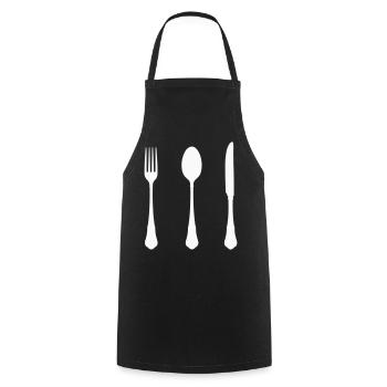 Besteck Silhouette Design - Kochschürze - Schwarz - Vorne - AI Model Male 185 dark (185cm)