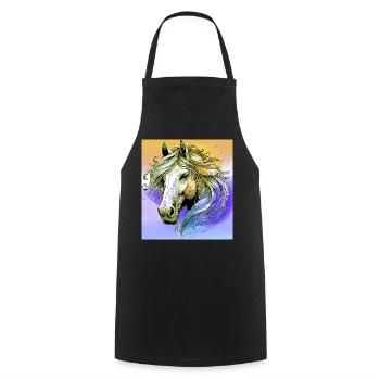 horse - Cooking Apron - black - Front - AI Model Male 185 dark (185cm)