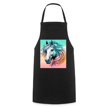 horse - Cooking Apron - black - Front - AI Model Male 185 dark (185cm)