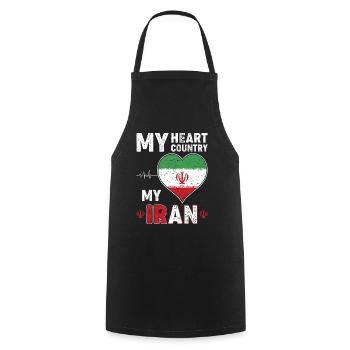 Herz Für Iran Flaggenherz - Kochschürze - Schwarz - Vorne - AI Model Male 185 dark (185cm)