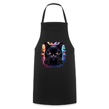 Black cat - Cooking Apron - black - Front - AI Model Male 185 dark (185cm)
