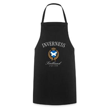 Inverness Schottland Wappen Krone – Reise Souvenir - Kochschürze - Schwarz - Vorne - AI Model Male 185 dark (185cm)