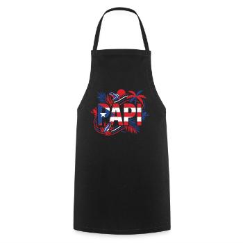 Papi Porto Rico Drapeau Grenouille Tropiques - Tablier de cuisine - noir - Devant - AI Model Male 185 dark (185cm)
