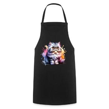 Cadeau du chat persan - Tablier de cuisine - noir - Devant - AI Model Male 185 dark (185cm)