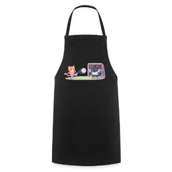 Cute Cats Playing Football Striker Goalkeeper Kids - Cooking Apron - black - Front - AI Model Male 185 dark (185cm)