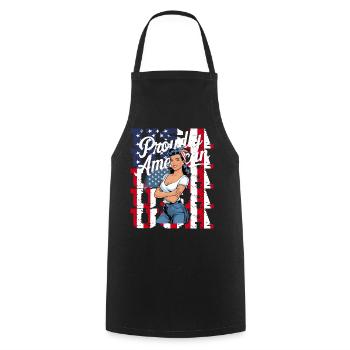 Proudly American im Retro-Look - Kochschürze - Schwarz - Vorne - AI Model Male 185 dark (185cm)