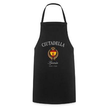 Ciutadella Menorca Spanien Wappen – Reise Souvenir - Kochschürze - Schwarz - Vorne - AI Model Male 185 dark (185cm)