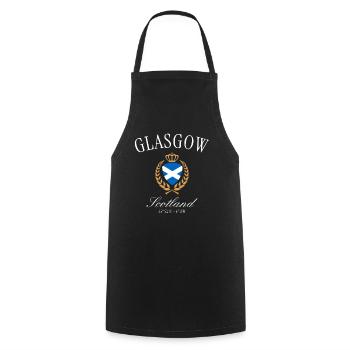 Glasgow Schottland Wappen Krone – Reise Souvenir - Kochschürze - Schwarz - Vorne - AI Model Male 185 dark (185cm)