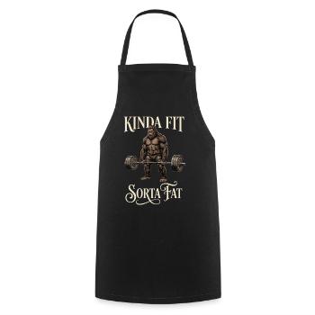 Kinda Fit Sorta Fat Bigfoot Weightlifting - Cooking Apron - black - Front - AI Model Male 185 dark (185cm)