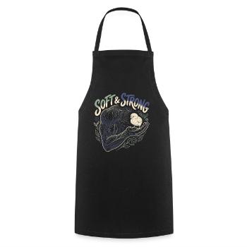 Hommes doux et forts - Tablier de cuisine - noir - Devant - AI Model Male 185 dark (185cm)
