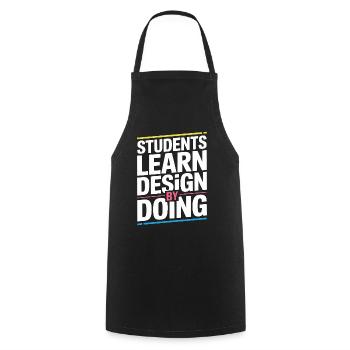 Les étudiants éducateurs en design apprennent le design graphique - Tablier de cuisine - noir - Devant - AI Model Male 185 dark (185cm)
