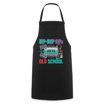 Hip Hop 90s Oldschool Retro Cassette - Cooking Apron - black - Front - AI Model Male 185 dark (185cm)