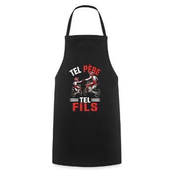 Tel Père Tel Fils Moto Cross Papa Fils Idée Cadeau - Tablier de cuisine - noir - Devant - AI Model Male 185 dark (185cm)