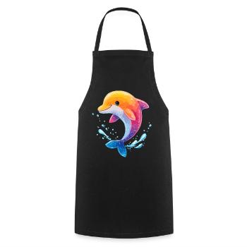 Colored Dolphin Spritz - Cooking Apron - black - Front - AI Model Male 185 dark (185cm)