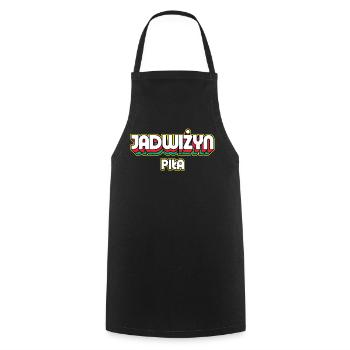 Jadwiżyn Piła. Name des Retro-Bezirks - Kochschürze - Schwarz - Vorne - AI Model Male 185 dark (185cm)