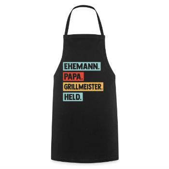 Grill Master Dad Father Hero BBQ Men - Cooking Apron - black - Front - AI Model Male 185 dark (185cm)
