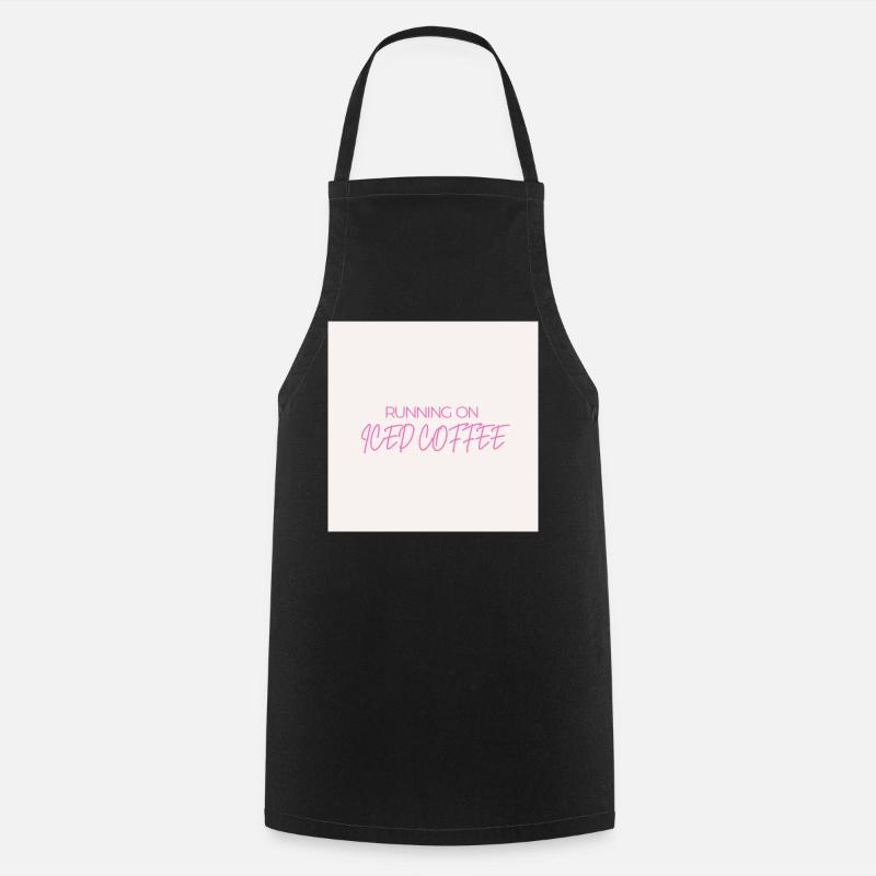 "RUNNING ON ICED COFFEE" Graphic Tee Design - Cooking Apron - black